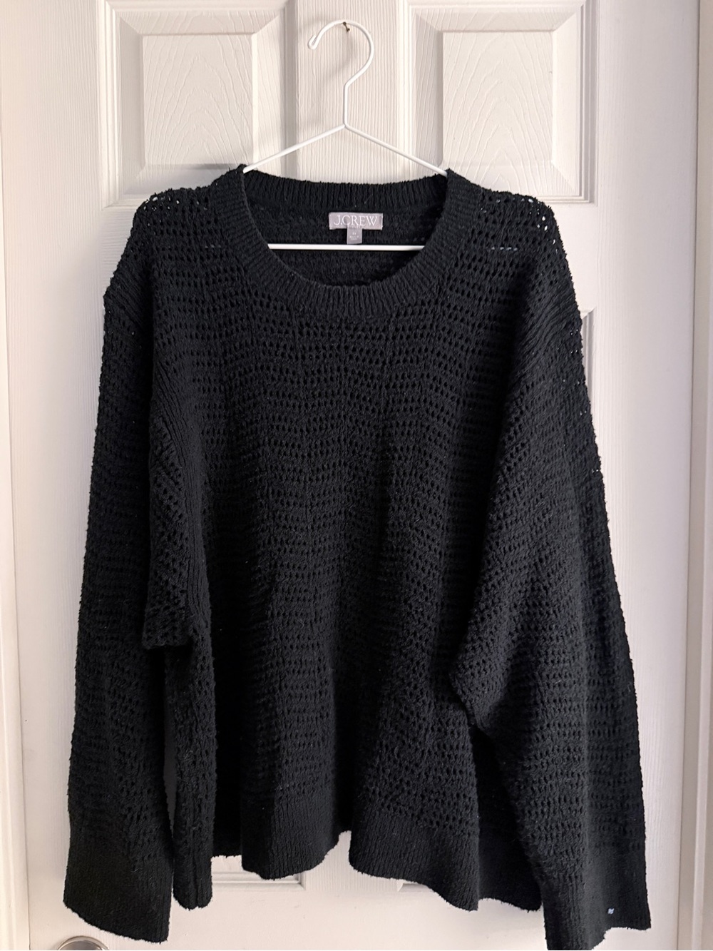 J. Crew Black Open-Weave Crewneck Sweater